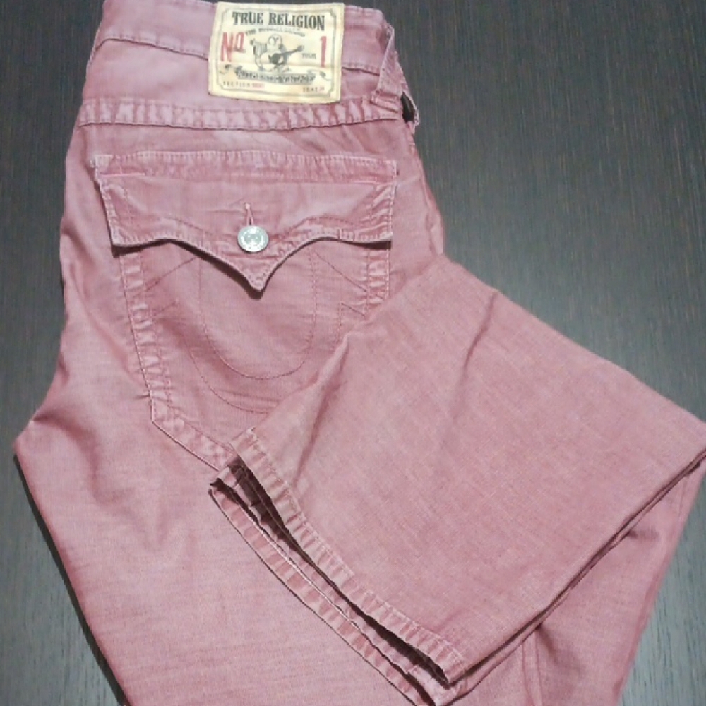 True Religion Men's Pink Straight Leg Pants